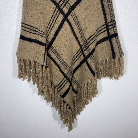 Janice Black Brown Tasseled Fringed Sweater Poncho (one Size Fits All) Women’s - Picture 3 of 7